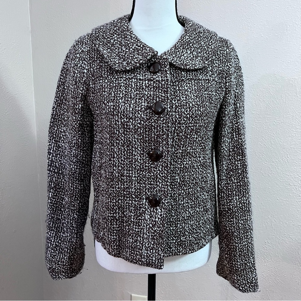 Banana Republic Black & White Tweed Button Front Jacket